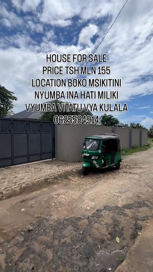 Nyumba ya vyumba vitatu inauzwa Boko Msikitini, Dar Es Salaam