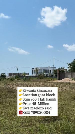 Residential Plot for Sale in Kigamboni Geza Block, Dar Es Salaam (768 sqm)