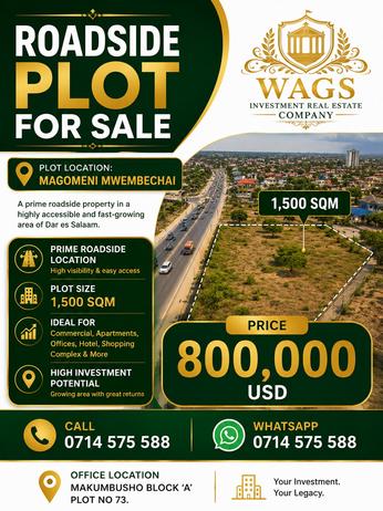 Kiwanja (Commercial Plot) kinauzwa Magomeni Mwembechai, Dar Es Salaam (1500 sqm)