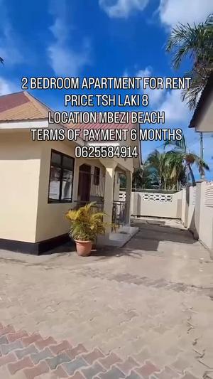 Apartment ya vyumba viwili inapangishwa Mbezi Beach, Dar Es Salaam