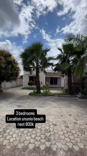 Nyumba/Apartment ya vyumba vitatu inapangishwa Ununio Beach, Dar Es Salaam