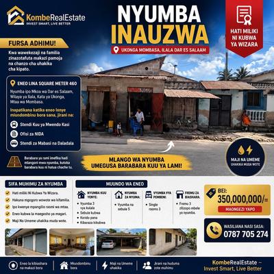 Nyumba ya vyumba vitatu inauzwa Ukonga Mombasa, Dar Es Salaam (460 sqm) Nyumba ya vyumba vitatu inauzwa Ukonga Mombasa, Dar Es Salaam (460 sqm)