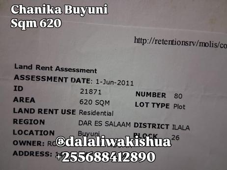 Kiwanja kinauzwa Chanika Buyuni, Dar Es Salaam (620 sqm)