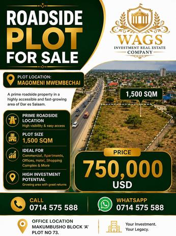 Kiwanja kinauzwa Magomeni Mwembechai, Dar Es Salaam sqm 1500