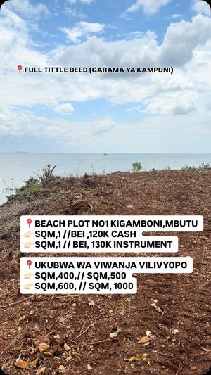 Beach Plots for Sale in Mbuto Kichangani, Morogoro Beach Plots for Sale in Mbuto Kichangani, Morogoro