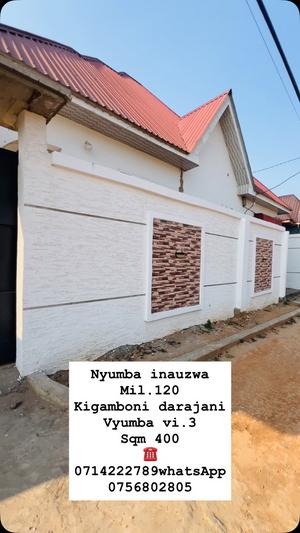 Nyumba ya vyumba vitatu inauzwa Kigamboni Darajani, Dar Es Salaam (400 sqm)