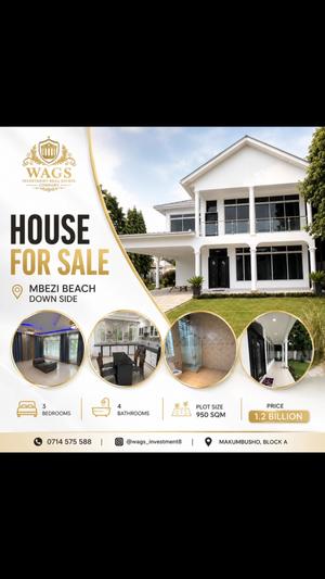 Nyumba ya vyumba vitatu inauzwa Mbezi Beach Down Side, Dar Es Salaam (950 sqm) Nyumba ya vyumba vitatu inauzwa Mbezi Beach Down Side, Dar Es Salaam (950 sqm)