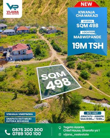 Kiwanja kinauzwa Mabwepande, Dar Es Salaam sqm 498