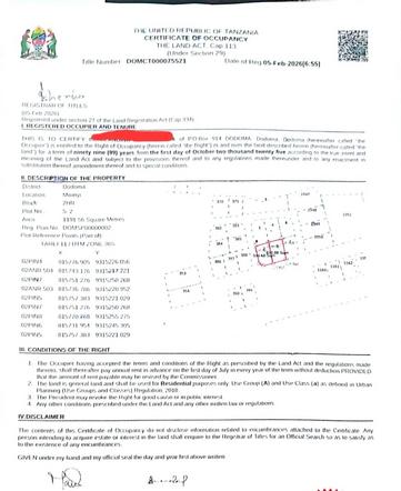 Kiwanja kinauzwa Iyumbu East, Dodoma sqm 1191