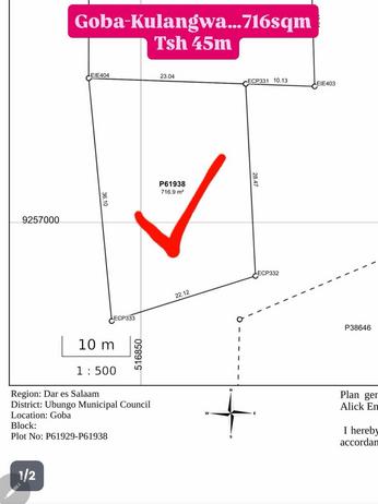 Kiwanja kinauzwa Goba Kulangwa, Dar Es Salaam sqm 716