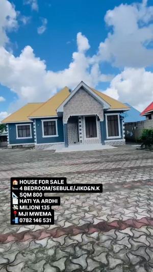 Nyumba ya vyumba vinne inauzwa Kigamboni Mji Mwama, Dar Es Salaam (800 sqm)