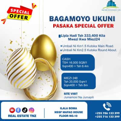 Residential Plots for Sale in Bagamoyo Ukuni, Pwani (400 sqm)