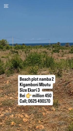 Beach Plot kinauzwa Kigamboni Mbutu, Dar Es Salaam (3 acre)