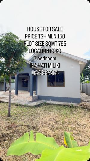 Nyumba ya vyumba vitatu inauzwa Boko, Dar Es Salaam (765 sqm) Nyumba ya vyumba vitatu inauzwa Boko, Dar Es Salaam (765 sqm)