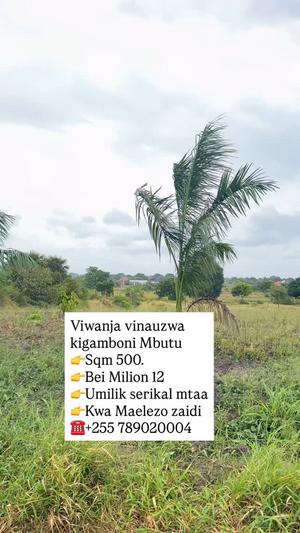 Kiwanja kinauzwa Kigamboni Mbutu, Dar Es Salaam (500 sqm) Kiwanja kinauzwa Kigamboni Mbutu, Dar Es Salaam (500 sqm)