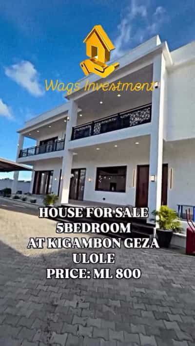 Nyumba ya vyumba vitano inauzwa KIGAMBONI GEZA ULOLE, Dar Es Salaam (810 sqm)