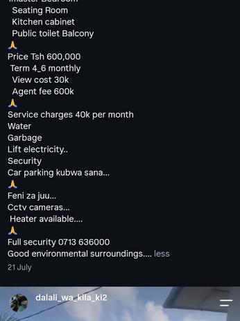 1 Bedroom House for Rent in Makumbusho, Dar Es Salaam