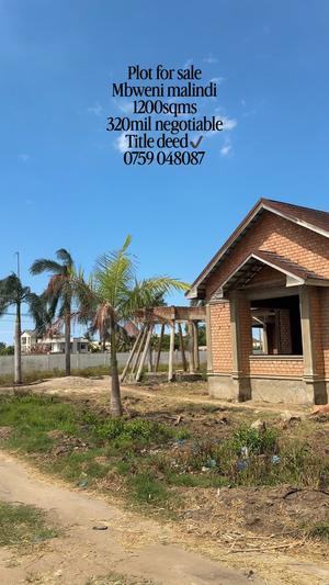 Residential Plot for Sale in Mbweni Malindi, Dar Es Salaam (1200 sqm) Residential Plot for Sale in Mbweni Malindi, Dar Es Salaam (1200 sqm)