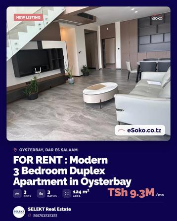 Apartment ya vyumba vitatu inapangishwa Oysterbay, Dar Es Salaam Apartment ya vyumba vitatu inapangishwa Oysterbay, Dar Es Salaam