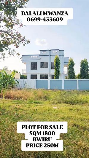 Kiwanja kinauzwa Bwiru, Mwanza sqm 1800