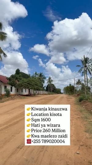 Residential Plot for Sale in Kigamboni Kisota, Dar Es Salaam (1600 sqm)