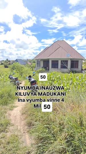 Nyumba ya vyumba vinne inauzwa Kiluvya Madukani, Pwani (800 sqm) Nyumba ya vyumba vinne inauzwa Kiluvya Madukani, Pwani (800 sqm)