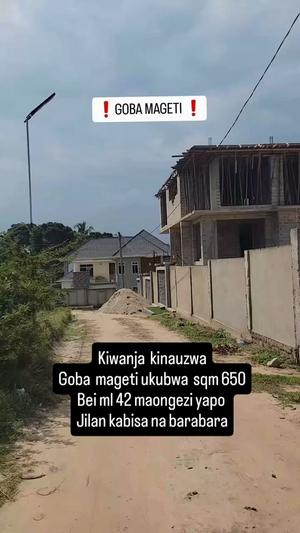 Plot for sale in Goba Mageti, Dar Es Salaam sqm 650 Plot for sale in Goba Mageti, Dar Es Salaam sqm 650