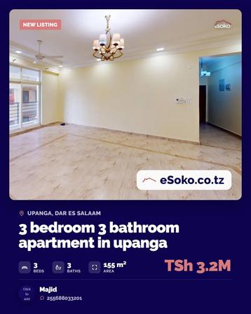 Apartment ya vyumba vitatu inapangishwa Upanga, Dar Es Salaam (155 sqm) Apartment ya vyumba vitatu inapangishwa Upanga, Dar Es Salaam (155 sqm)