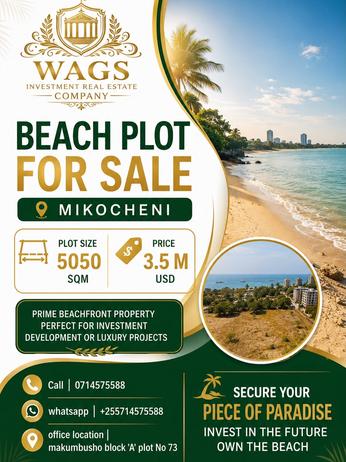 Beach Plot kinauzwa Mikocheni, Dar Es Salaam (5050 sqm) Beach Plot kinauzwa Mikocheni, Dar Es Salaam (5050 sqm)
