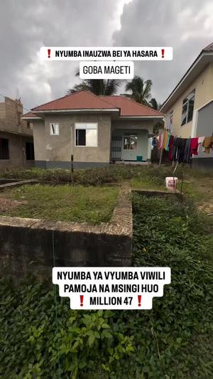 Nyumba ya vyumba viwili inauzwa Goba Mageti, Dar Es Salaam (400 sqm)