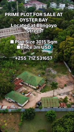 Plot for sale in Oyster Bay, Dar Es Salaam sqm 3015 Plot for sale in Oyster Bay, Dar Es Salaam sqm 3015