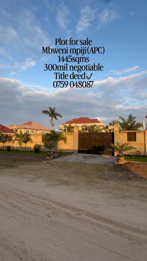 Kiwanja kinauzwa Mbweni Mpiji, Dar Es Salaam (1445 sqm)