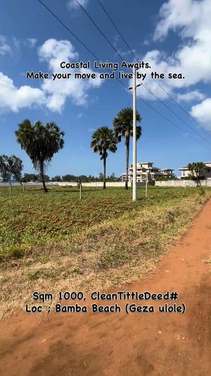Beach Plot kinauzwa Bamba Beach, Dar Es Salaam (1000 sqm) Beach Plot kinauzwa Bamba Beach, Dar Es Salaam (1000 sqm)