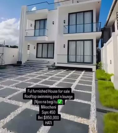 Nyumba (Furnished) ya vyumba vinne inauzwa Mikocheni, Dar Es Salaam (450 sqm)