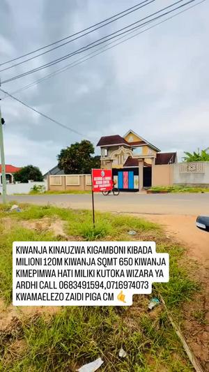 Residential Plot for Sale in Kigamboni Kibada, Dar Es Salaam (650 sqm) Residential Plot for Sale in Kigamboni Kibada, Dar Es Salaam (650 sqm)