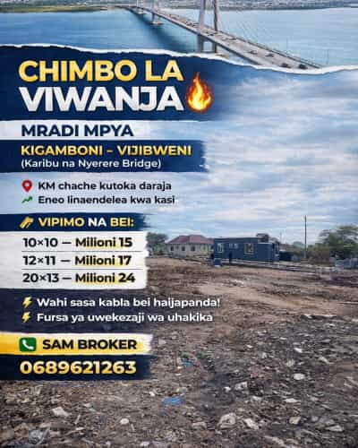 Viwanja vinauzwa Vijibweni, Dar Es Salaam (100 sqm)