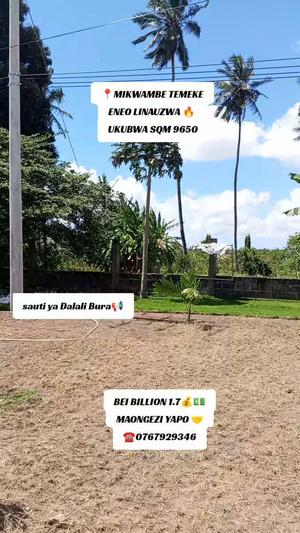 Kiwanja kinauzwa Mikwambe Temeke, Dar Es Salaam (9650 sqm) Kiwanja kinauzwa Mikwambe Temeke, Dar Es Salaam (9650 sqm)