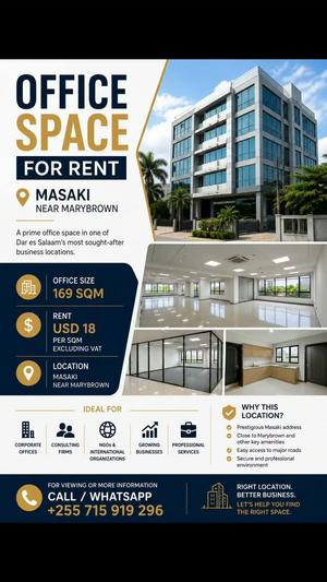 Ofisi inapangishwa Masaki, Dar Es Salaam (169 sqm)