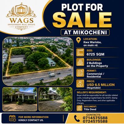 Kiwanja kinauzwa Mikocheni, Dar Es Salaam sqm 6725 Kiwanja kinauzwa Mikocheni, Dar Es Salaam sqm 6725