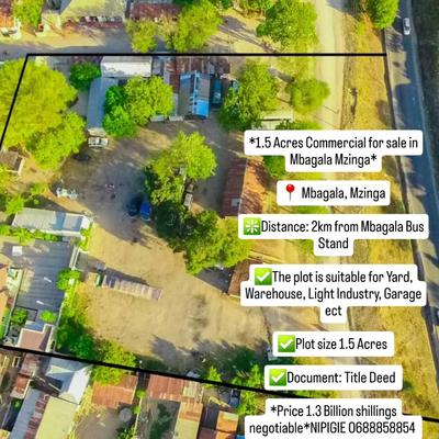 Kiwanja (Commercial Plot) kinauzwa Mbagala Mzinga, Dar Es Salaam (1.5 acre)